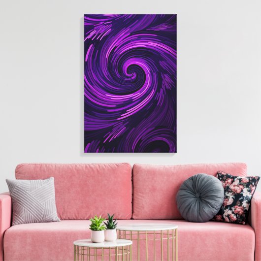 Moderne Abstrakte Lila Wirbel Moderne Kunst Leinwanddruck (Insitu (Wohnzimmer))