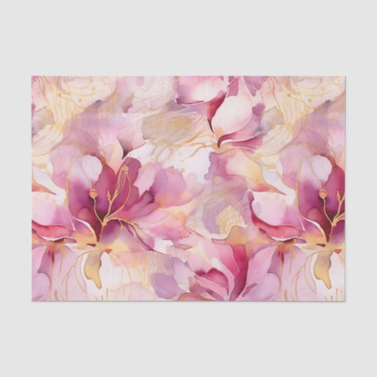 Moderne abstrakte Lilien in rosa Fuchsia Seidenpapier (Vorderseite)