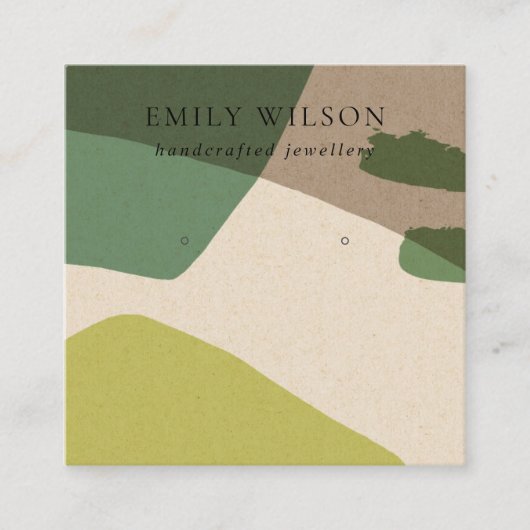 MODERNE ABSTRAKTE LIME GREEN KRAFT EARRING DISPLAY QUADRATISCHE VISITENKARTE (Vorderseite)
