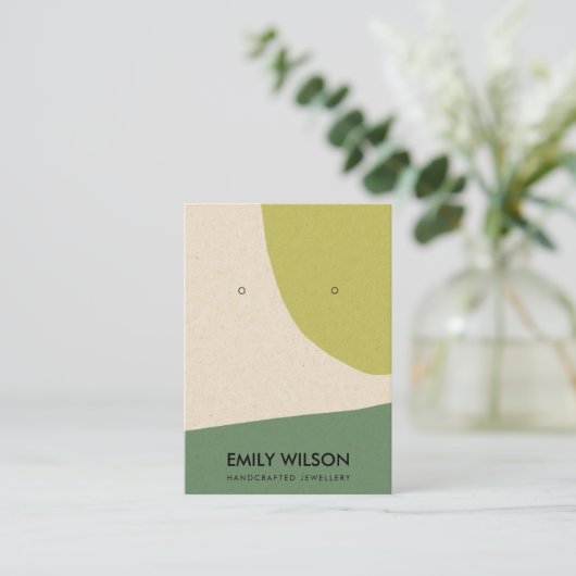 MODERNE ABSTRAKTE LIME GREEN KRAFT EARRING DISPLAY VISITENKARTE (Stehend Vorderseite)