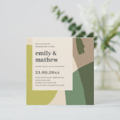 MODERNE ABSTRAKTE LIME GRÜNE KRAFT KUNST VERLOBUNG EINLADUNG (Stehend Vorderseite)