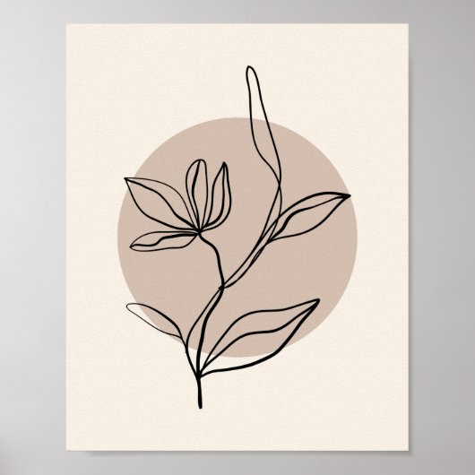 Moderne Abstrakte Line Art Blume Poster (Vorne)