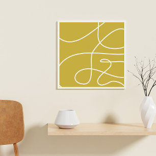 Moderne Abstrakte Linie Art Boho Mustard Yellow Poster