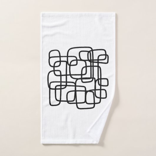 Moderne Abstrakte Linie Schwarz/Weiß Badhandtuch Set (Handtuch)