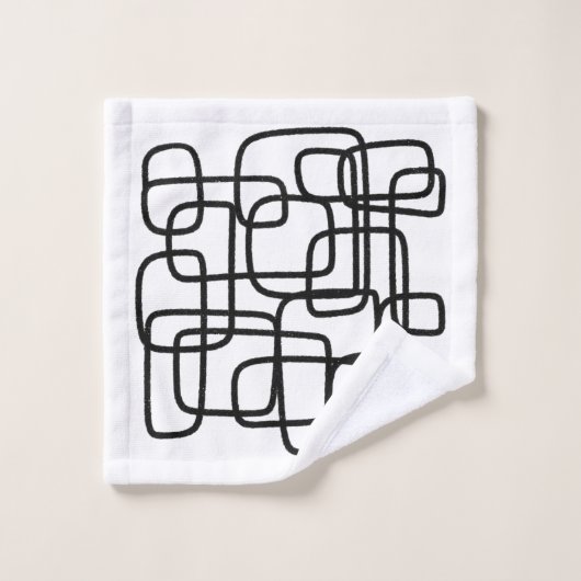 Moderne Abstrakte Linie Schwarz/Weiß Badhandtuch Set (Waschlappen)