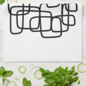 Moderne Abstrakte Linie Schwarz/Weiß Geschirrtuch (Gefaltet)