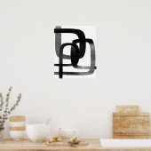 Moderne Abstrakte Linie Schwarz/Weiß Poster (Küche)