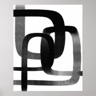 Moderne Abstrakte Linie Schwarz/Weiß Poster