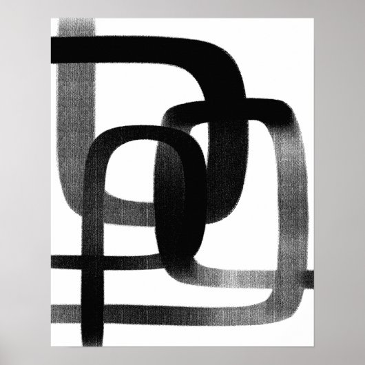 Moderne Abstrakte Linie Schwarz/Weiß Poster (Vorne)
