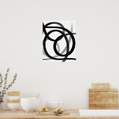 Moderne Abstrakte Linie Schwarz/Weiß Poster (Küche)