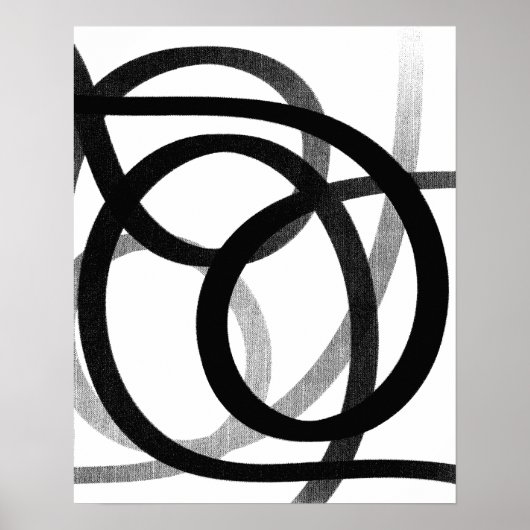 Moderne Abstrakte Linie Schwarz/Weiß Poster (Vorne)