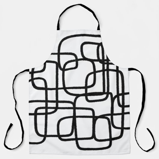 Moderne Abstrakte Linie Schwarz/Weiß Schürze (Vorderseite)