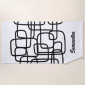 Moderne Abstrakte Linie Schwarz/Weiß Strandtuch (Vorderseite)