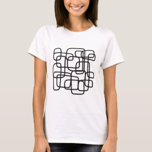 Moderne Abstrakte Linie Schwarz/Weiß T-Shirt