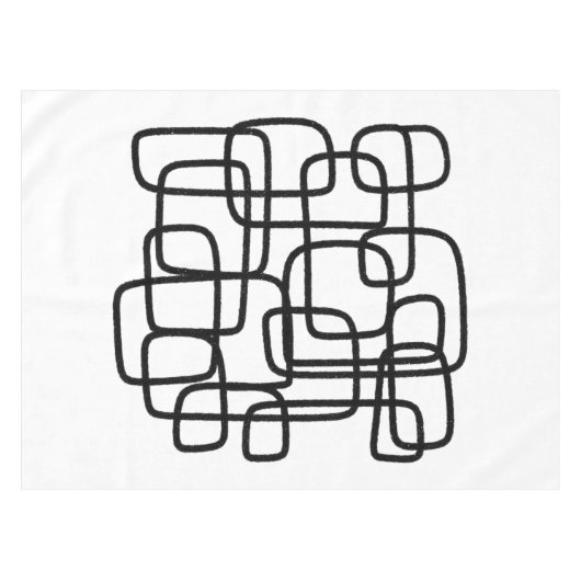 Moderne Abstrakte Linie Schwarz/Weiß Tischdecke (Vorderseite (Horizontal))