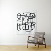 Moderne Abstrakte Linie Schwarz/Weiß Wandteppich (Beispiel)