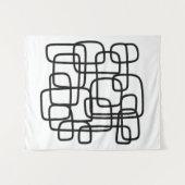 Moderne Abstrakte Linie Schwarz/Weiß Wandteppich (Vorderseite (Horizontal))