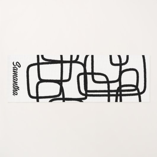 Moderne Abstrakte Linie Schwarz/Weiß Yogamatte (Vorderseite (Horizontal))