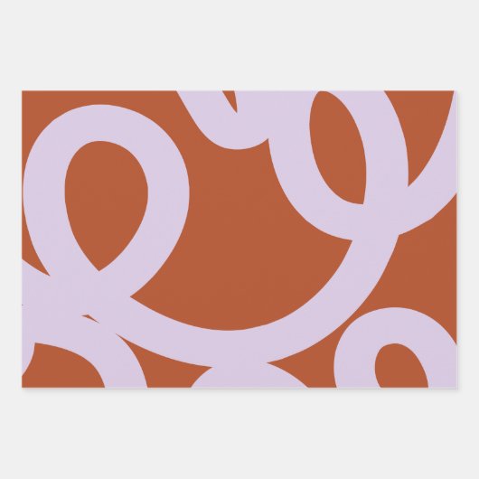 Moderne Abstrakte Linien braun und Lila Geschenkpapier Set (Vorderseite)