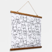 Moderne Abstrakte Linien gegenüber der Kunst der k Wandteppich Mit Holzrahmen (Gewinkelt)