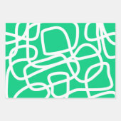 Moderne Abstrakte Linien grün weiß Niedlich Whimsi Geschenkpapier Set (Vorderseite 3)