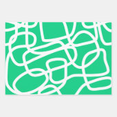 Moderne Abstrakte Linien grün weiß Niedlich Whimsi Geschenkpapier Set (Vorderseite 2)