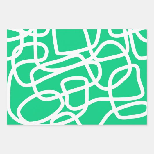 Moderne Abstrakte Linien grün weiß Niedlich Whimsi Geschenkpapier Set (Vorderseite 2)