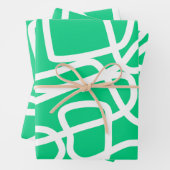 Moderne Abstrakte Linien grün weiß Niedlich Whimsi Geschenkpapier Set (Beispiel)