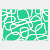 Moderne Abstrakte Linien grün weiß Niedlich Whimsi Geschenkpapier Set (Vorderseite)