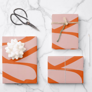 Moderne Abstrakte Linien pfirsich und brennen Oran Geschenkpapier Set