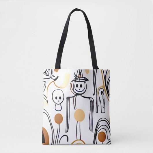 Moderne abstrakte Linienkunst Halloween Herbst Tasche (Vorderseite)