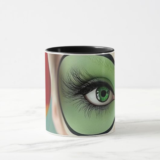 Moderne abstrakte Linienkunst Schwarze Tasse | Min (Zentrum)