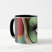 Moderne abstrakte Linienkunst Schwarze Tasse | Min (Vorderseite Links)