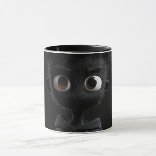 Moderne abstrakte Linienkunst Schwarze Tasse | Min (Zentrum)