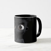 Moderne abstrakte Linienkunst Schwarze Tasse | Min (VorderseiteRechts)