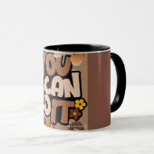 Moderne abstrakte Linienkunst Schwarze Tasse | Min (VorderseiteRechts)
