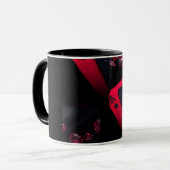 Moderne abstrakte Linienkunst Schwarze Tasse | Min (Vorderseite Links)