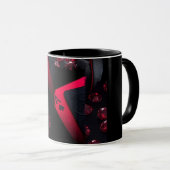Moderne abstrakte Linienkunst Schwarze Tasse | Min (VorderseiteRechts)