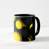 Moderne abstrakte Linienkunst Schwarze Tasse | Min (VorderseiteRechts)