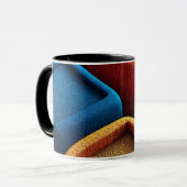 Moderne abstrakte Linienkunst Schwarze Tasse | Min (Vorderseite Links)