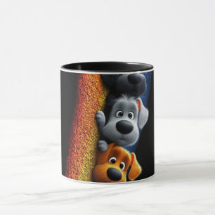 Moderne abstrakte Linienkunst Schwarze Tasse   Min