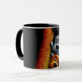Moderne abstrakte Linienkunst Schwarze Tasse | Min (Vorderseite Links)