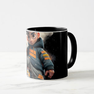 Moderne abstrakte Linienkunst Schwarze Tasse   Min