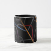 Moderne abstrakte Linienkunst Schwarze Tasse | Min (Zentrum)