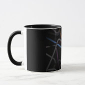 Moderne abstrakte Linienkunst Schwarze Tasse | Min (Links)