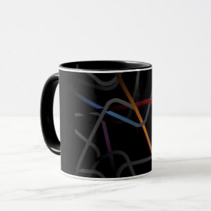 Moderne abstrakte Linienkunst Schwarze Tasse   Min