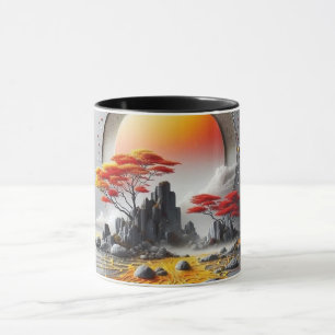 Moderne abstrakte Linienkunst Schwarze Tasse Min