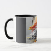 Moderne abstrakte Linienkunst Schwarze Tasse | Min (Links)