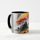 Moderne abstrakte Linienkunst Schwarze Tasse | Min (Vorderseite Links)
