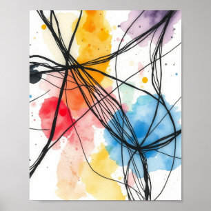 Moderne abstrakte Linienkunst-Wanddrucke Set von 3 Poster